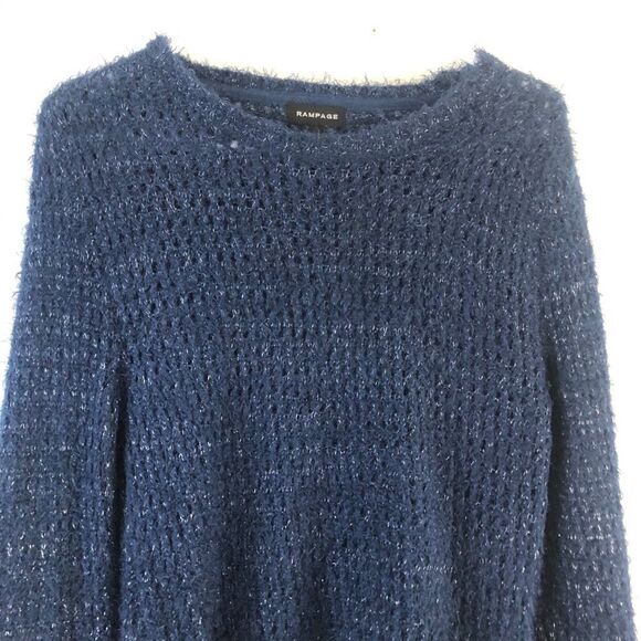 Rampage Long Sleeves Metallic Open Knit Sweater L - Picture 6 of 7